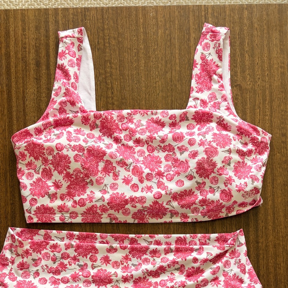 Albion Pink Floral Cropped Bikini Top